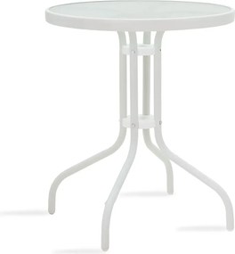 Τραπέζι Watson pakoworld μέταλλο λευκό-γυαλί Φ60x70εκ