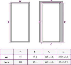 vidaXL Γυάλινη πόρτα 93 x 201,5 cm Αλουμίνιο Λευκό και Διαφανές
