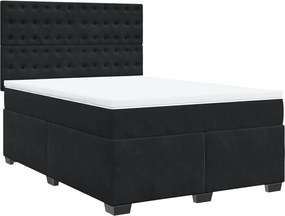 vidaXL Κρεβάτι Boxspring με Στρώμα Μαύρο 160x200 εκ. Βελούδινο