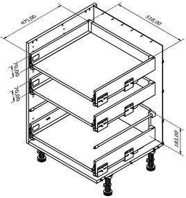 Επιδαπέδιο ντουλάπι Raval R-60-3MBOX-Λευκό - Λευκό γυαλιστερό