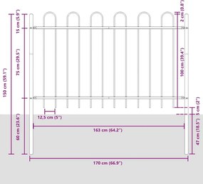 vidaXL Φράχτης Κήπου 5 pcs Λευκό 8,5 x 1 μ Ατσάλι με Πούδρα