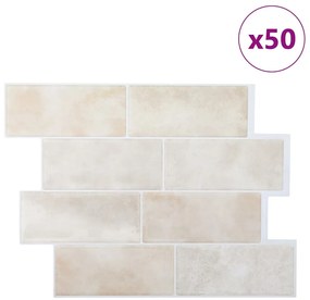 vidaXL Πλακάκι Subway 50 pcs Μπεζ Μάρμαρο 29 x 21 εκ