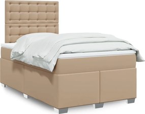 vidaXL Κρεβάτι Boxspring με Στρώμα Καπουτσίνο 120x190εκ.από Συνθ.Δέρμα