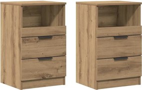 vidaXL Κομοδίνα 2 τεμ.Αρτισιανή Δρυς 40x36x65 εκ. Επεξ. Ξύλο