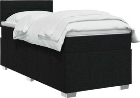 vidaXL Κρεβάτι box spring με στρώμα Μαύρο 90 x 200 cm Ύφασμα