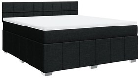 vidaXL Κρεβάτι Boxspring με Στρώμα Μαύρο 180x200 εκ. Υφασμάτινο