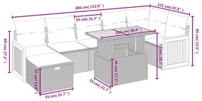 vidaXL Σαλόνι Κήπου Σετ 8 Τεμαχίων Γκρι Συνθετικό Ρατάν με Μαξιλάρια