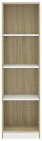 vidaXL Βιβλιοθήκη με 4 Ράφια Λευκό/Sonoma 40x24x142 εκ. Επεξ. Ξύλο