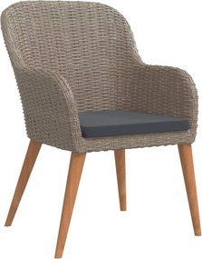 vidaXL Σετ Τραπεζαρίας Κήπου 3 Τεμαχίων Καφέ με Μαξιλάρια