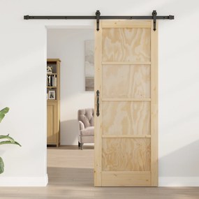 vidaXL Συρόμενη Πόρτα  με Σετ Εξαρτημάτων 78x202 εκ Συμπαγές Ξύλο Πεύκου