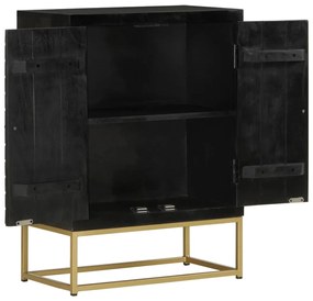 vidaXL Ντουλάπι με 2 Πόρτες Μαύρο/Χρυσό 55x30x75 εκ. Μασίφ Ξύλο Μάνγκο