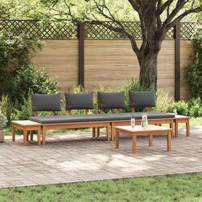 vidaXL Σετ Παγκάκι Κήπου 5 pcs Καφέ, Γκρί Πολυ rattan, βαμμένο ατσάλι