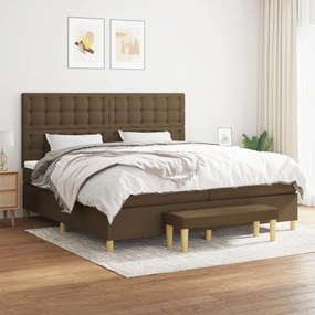 vidaXL Κρεβάτι Boxspring με Στρώμα Σκούρο Καφέ 200x200 εκ. Υφασμάτινο