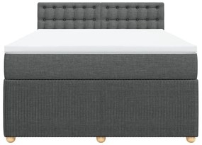 Κρεβάτι Boxspring με Στρώμα Σκούρο Γκρι 160x200 εκ Υφασμάτινο - Γκρι