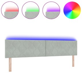 vidaXL LED Κεφαλάρι Σχεδίου Διαμαντενών Μπλοκ Ανοιχτό Γκρι 200 εκ. Βελούδο