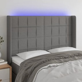 Κεφαλάρι Κρεβατιού LED Σκούρο Γκρι 147x16x118/128εκ. Υφασμάτινο 3124047