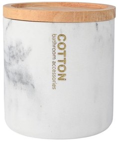 Δοχείο Για Βαμβάκι Marble 02-21818 White-Natural Estia Polyresin, Bamboo