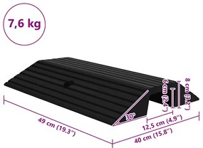 vidaXL Γεφυρωτή Ράμπα Πεζοδρομίου / Πόρτας 49x40x8 εκ. από Καουτσούκ