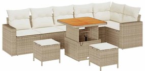 vidaXL Σετ Καναπέ Κήπου 9 pcs Μπεζ συνθετικό ρατάν