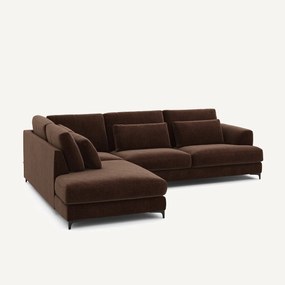 Καναπές γωνιακός αριστερός από βελούδινο chenille, Marsile