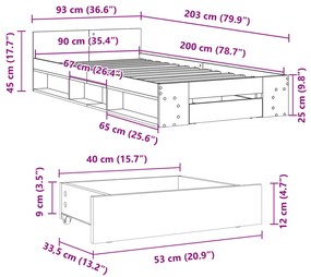 ΠΛΑΙΣΙΟ ΚΡΕΒΑΤΙΟΥ ΜΕ ΣΥΡΤΑΡΙΑ SONOMA ΔΡΥΣ 90X200ΕΚ. ΕΠΕΞ. ΞΥΛΟ 3280799