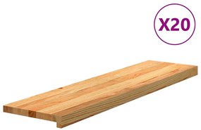 vidaXL Πατάκια Σκάλας 20 τεμ. Ανοιχτό Καφέ 100x30x2 cm Ξύλο Δρυός