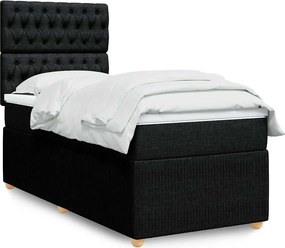 vidaXL Κρεβάτι Boxspring με Στρώμα Μαύρο 90x200 εκ. Υφασμάτινο