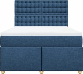 vidaXL Κρεβάτι Boxspring με Στρώμα Μπλε 160x200 εκ. Υφασμάτινο