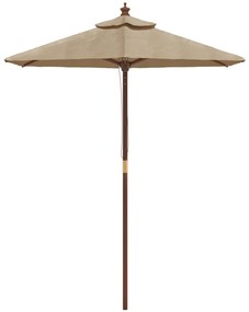 Ομπρέλα Κήπου με Ξύλινο Ιστό Taupe 196x231 εκ. - Μπεζ-Γκρι
