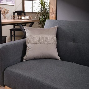 Μαξιλαροθήκη Διακοσμητική Με Κρόσσια Velvet 07 Taupe Teoran 45X45 Acrylic