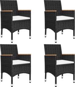 vidaXL Σετ Τραπεζαρίας Κήπου 7 Τεμαχίων Μαύρο