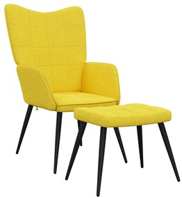 vidaXL Πολυθρόνα Relax Κίτρινη Μουσταρδί Υφασμάτινη με Σκαμπό