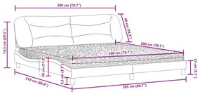 Κρεβάτι με Στρώμα Taupe 200x200 εκ. Υφασμάτινο - Μπεζ-Γκρι