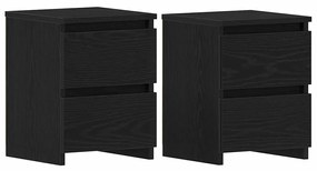 vidaXL Κομοδίνο 2 pcs Μαύρη δρυς 30 x 30 x 40 cm Επεξεργασμένο ξύλο