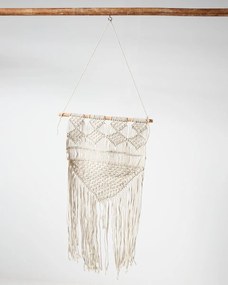 Boho Διακοσμητικό Τοίχου Macrame με Κρόσσια Navi 40x70cm Μπεζ
