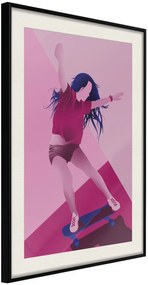 Αφίσα - Girl on a Skateboard - 20x30 - Μαύρο - Με πασπαρτού