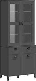 vidaXL Ντουλάπι Ψηλό VIKEN Ανθρακί Γκρι 80x40x190εκ. Μασίφ Ξύλο Πεύκου