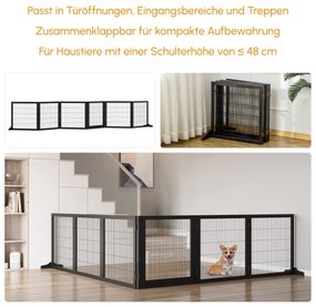 PawHut Πτυσσόμενο φράγμα σκύλου 432 x 36 x 70cm Ξύλο πεύκου Μαύρο