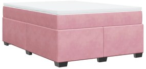 vidaXL Κρεβάτι Boxspring με Στρώμα Ροζ 160x200 εκ. Βελούδινο