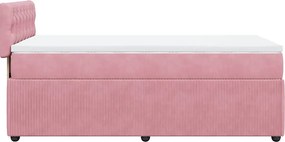 vidaXL Κρεβάτι Boxspring με Στρώμα Ροζ 80 x 200 εκ. Βελούδινο
