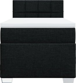 vidaXL Κρεβάτι Boxspring με Στρώμα Μαύρο 80 x 200 εκ. Υφασμάτινο