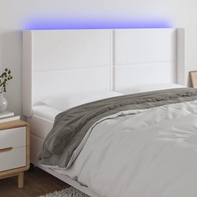 Κεφαλάρι Κρεβατιού LED Λευκό 203x16x118/128 εκ. Συνθετ. Δέρμα 3124017