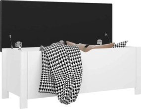 vidaXL Κουτί Αποθήκευσης Λευκό 105x40x45 εκ. Επεξ. Ξύλο με Μαξιλάρι