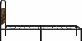 vidaXL Πλαίσιο Κρεβ. Χωρ. Στρώμα Καπνιστή Δρυς 90 x 190 εκ. Επεξ. Ξύλο