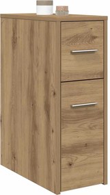 vidaXL Ντουλάπι Μπάνιου Στενό με Ροδάκια Αρτισιανή Δρυς Επεξ. Ξύλο