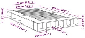 Πλαίσιο Κρεβατιού Λευκό 140 x 190 εκ. Επεξεργασμένο Ξύλο - Λευκό