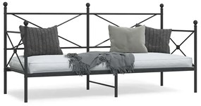 vidaXL Κρεβάτι ημέρας χωρίς στρώμα Μαύρο 90x190 cm Ατσάλι