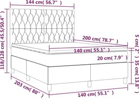 vidaXL Κρεβάτι Boxspring με Στρώμα Μπλε 140x200 εκ. Υφασμάτινο