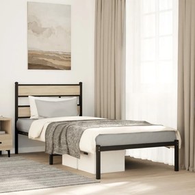 VidaXL Σκελετός Κρεβ. Χωρίς Στρώμα Sonoma Δρυς 75x190 εκ. Μεταλλικό