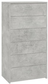 vidaXL Συρταριέρα με 6 Συρτάρια Γκρι Σκυροδ. 50x34x96 εκ. Επεξ. Ξύλο
